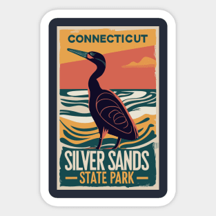 A Vintage Travel Art of the Silver Sands State Park - Connecticut - US Sticker